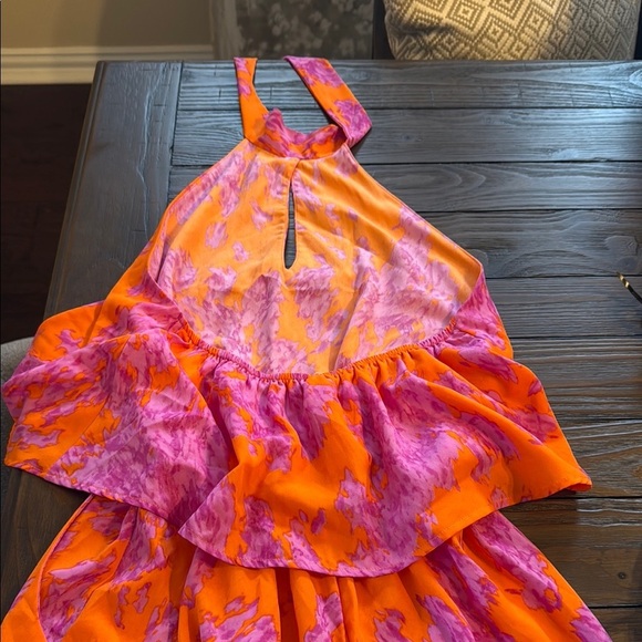 Vibrant Orange and Purple Halter Dress - Picture 3 of 8